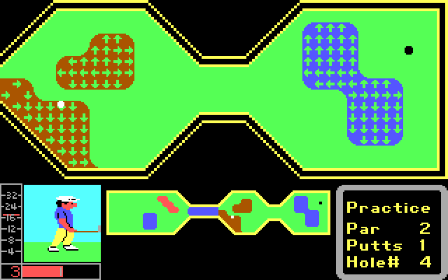 Mini-Putt IBM PC/Compatibles Screenshot: Several narrow passages on this hole.