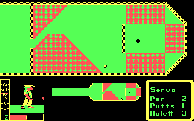Mini-Putt IBM PC/Compatibles Screenshot: Lots of hills here.