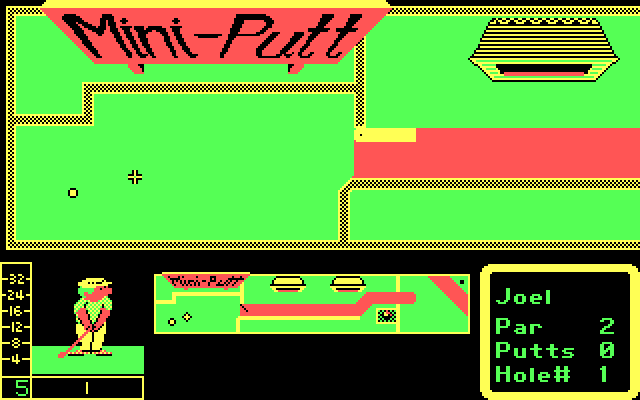Mini-Putt IBM PC/Compatibles Screenshot: You need to time your shot with a moving gate on this hole.