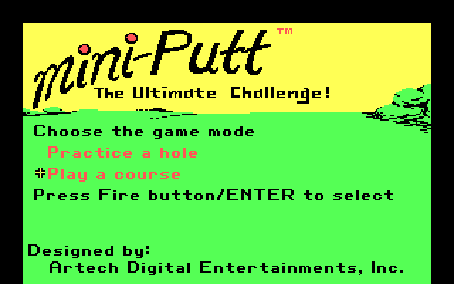 Mini-Putt IBM PC/Compatibles Screenshot: The main menu.