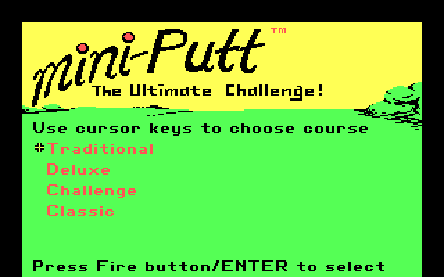 Mini-Putt IBM PC/Compatibles Screenshot: Select a course.