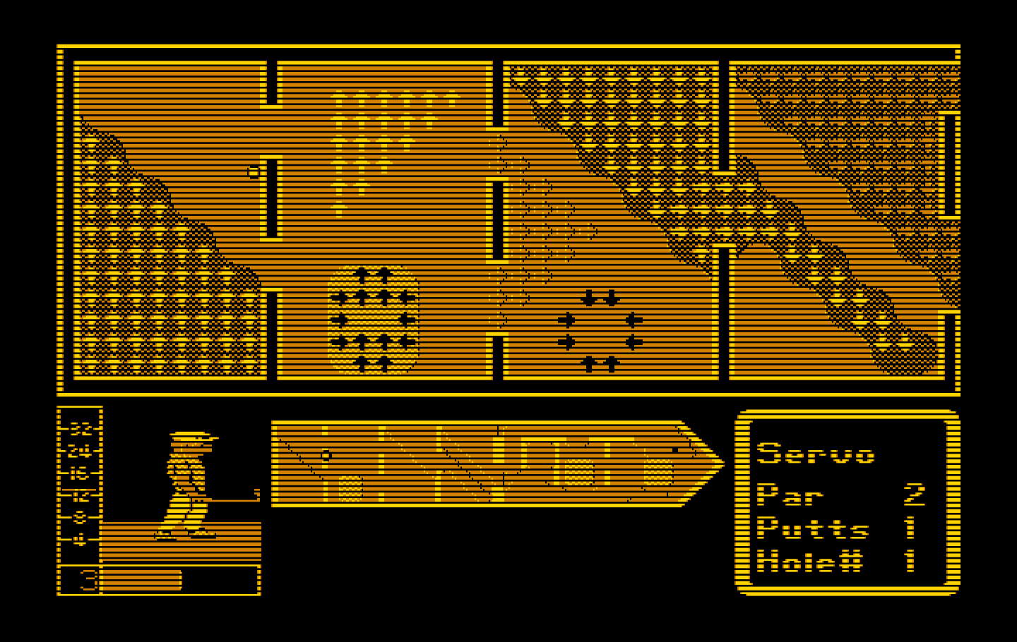 Mini-Putt IBM PC/Compatibles Screenshot: The challenging course is challenging.