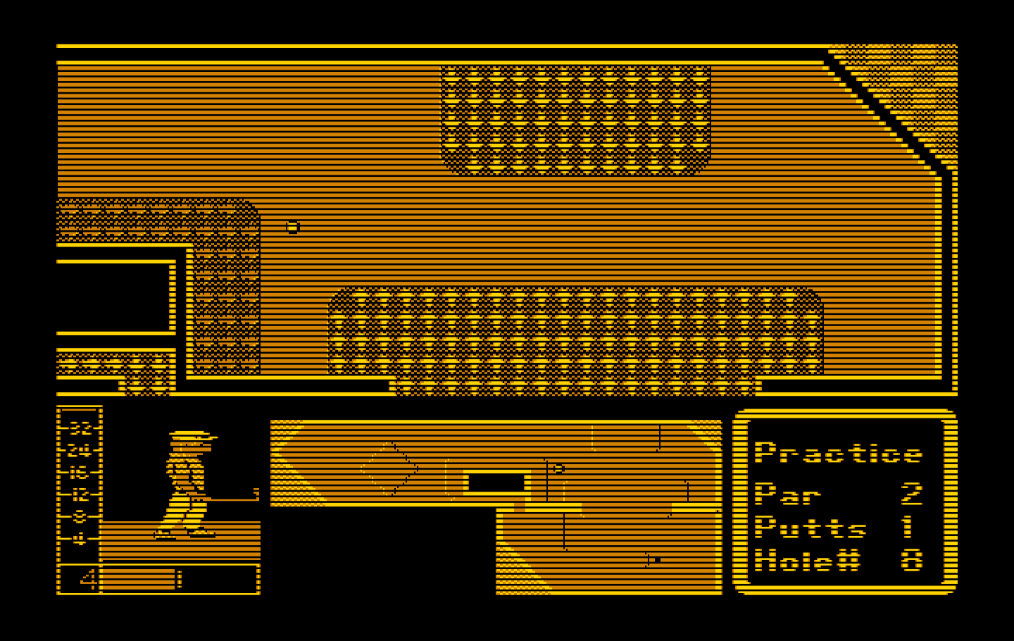 Mini-Putt IBM PC/Compatibles Screenshot: The ball bounces around this tricky hole.
