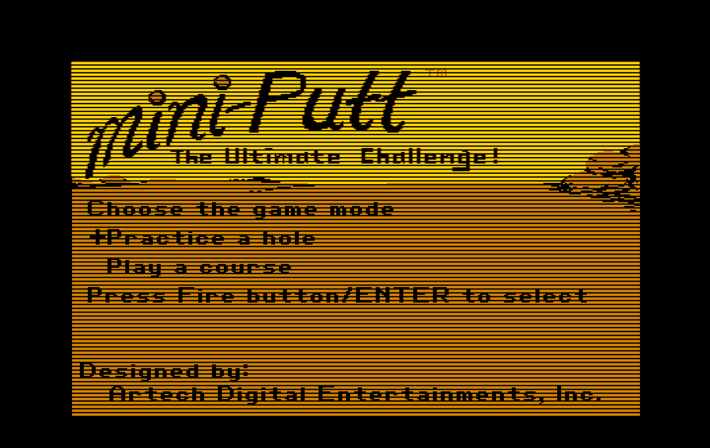 Mini-Putt IBM PC/Compatibles Screenshot: The main menu.