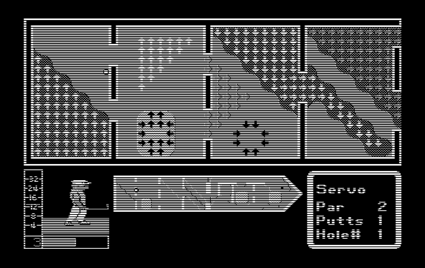 Mini-Putt IBM PC/Compatibles Screenshot: The challenging course is challenging.