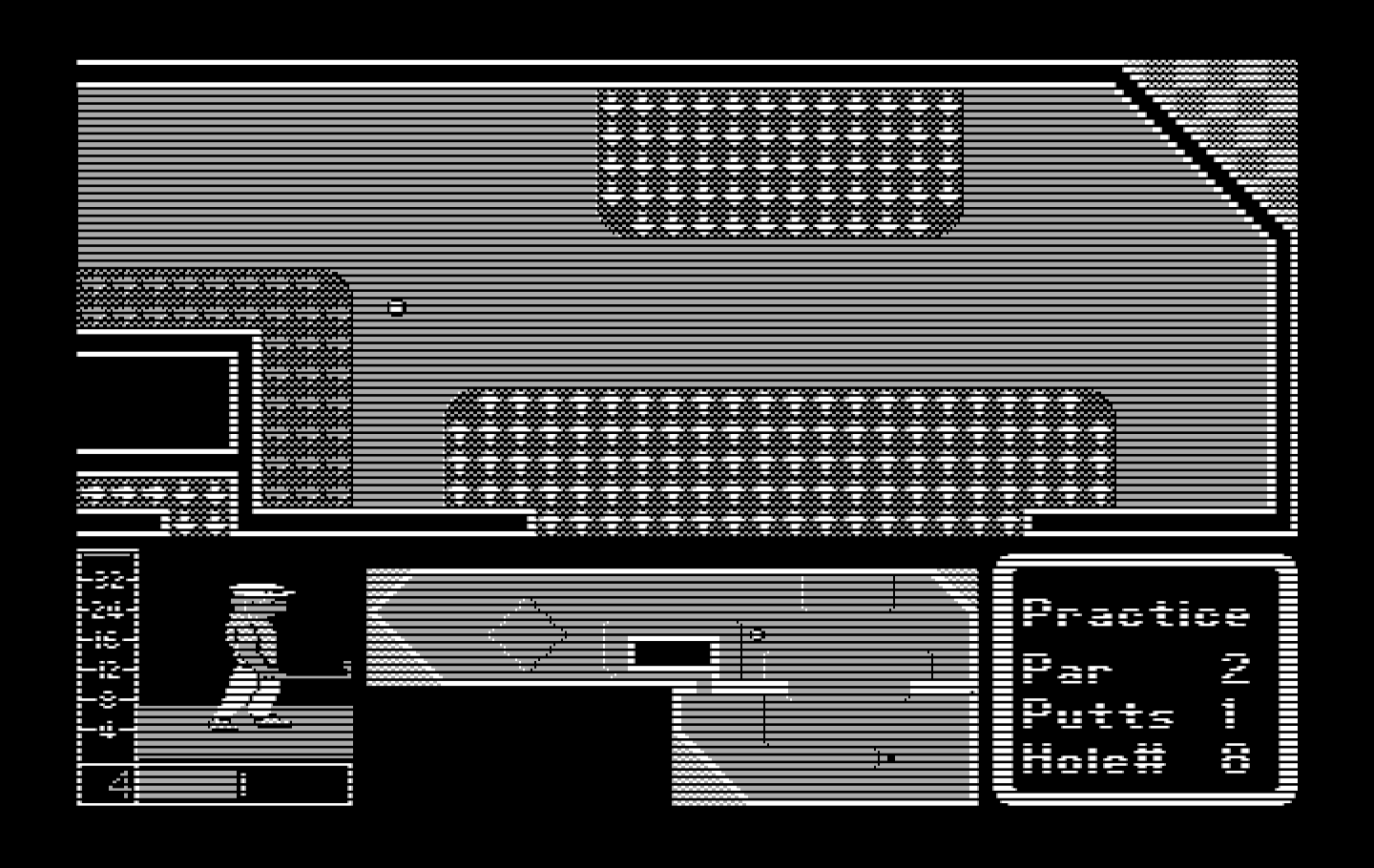 Mini-Putt IBM PC/Compatibles Screenshot: The ball bounces around this tricky hole.