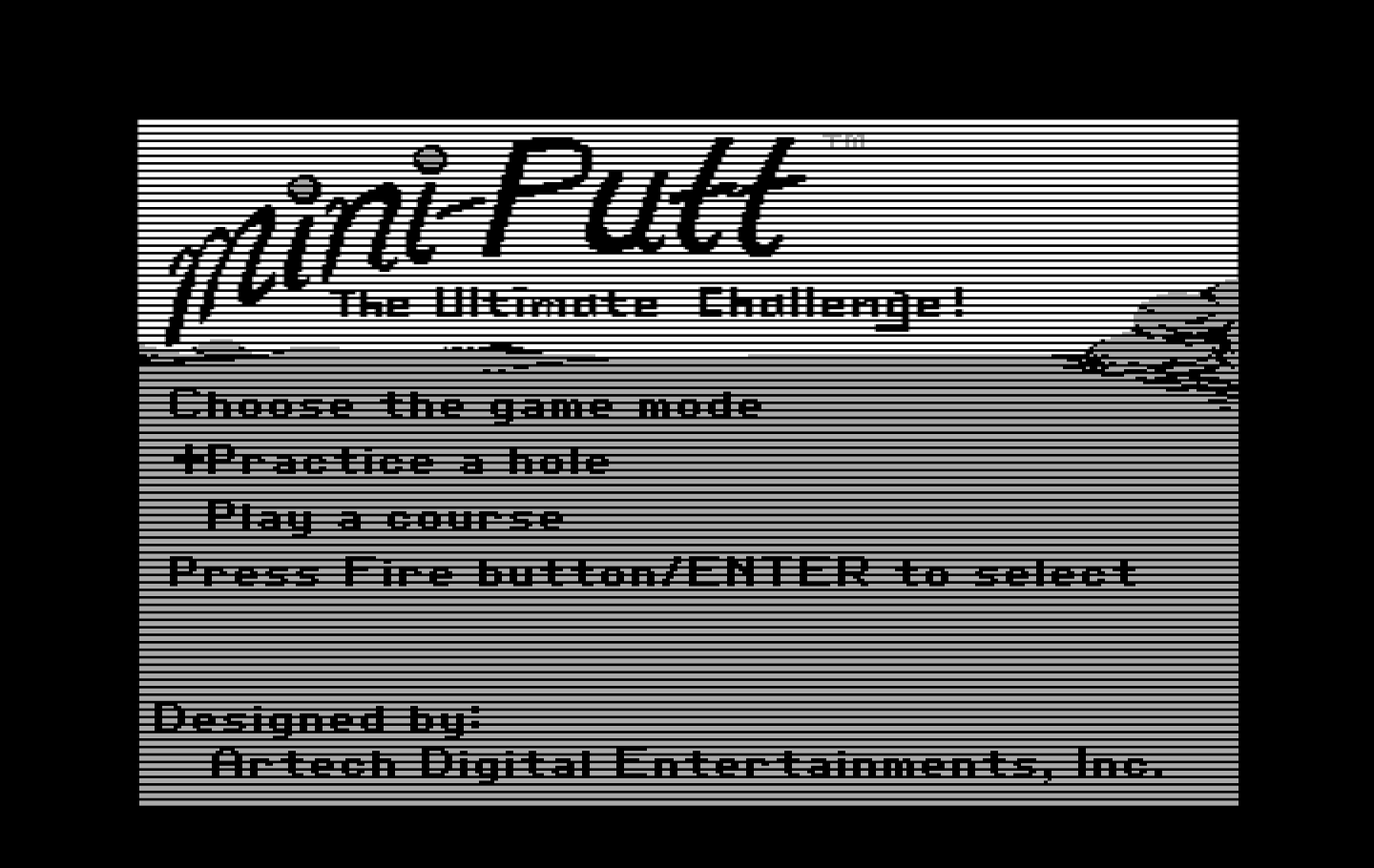 Mini-Putt IBM PC/Compatibles Screenshot: The main menu.