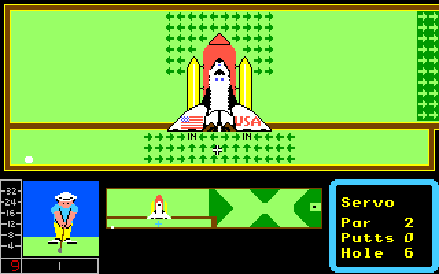 Mini-Putt Apple IIgs Screenshot: A space shuttle challenge!