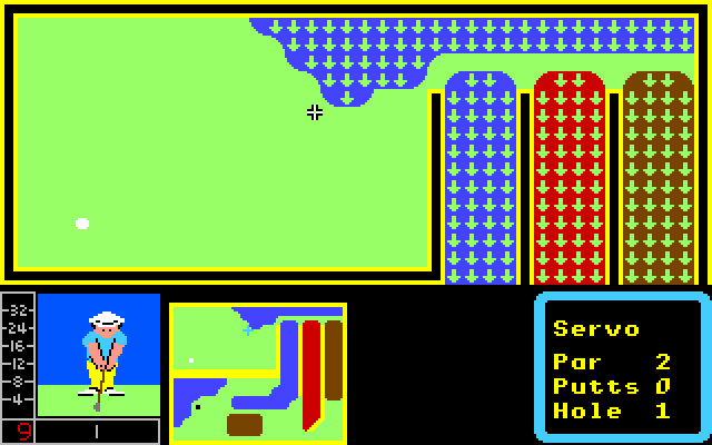 Mini-Putt Apple IIgs Screenshot: A few hills...which path is ideal?