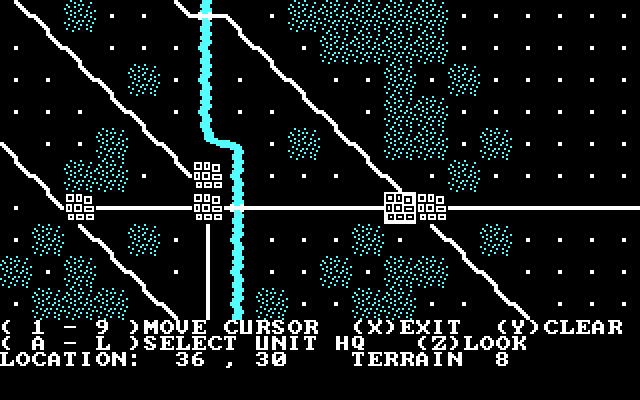 Mech Brigade IBM PC/Compatibles Screenshot: Exploring the map.
