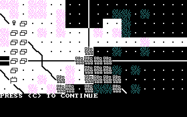 Mech Brigade IBM PC/Compatibles Screenshot: Viewing a units range.