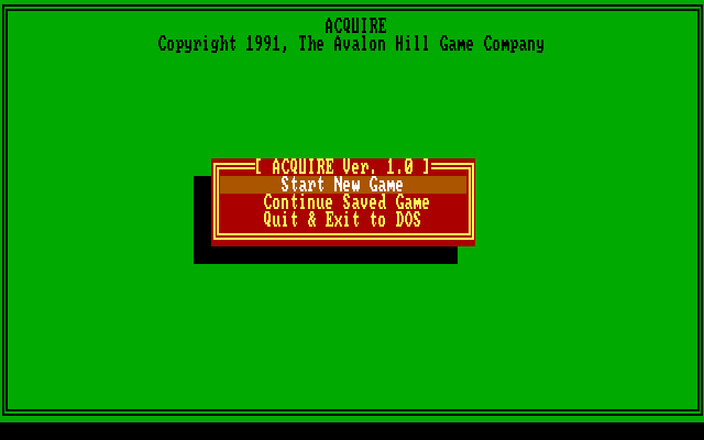 Computer Acquire IBM PC/Compatibles Screenshot: The main menu.