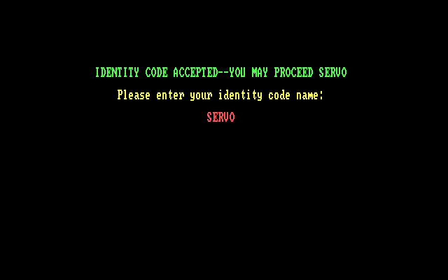 Supernova IBM PC/Compatibles Screenshot: First, enter an identity code...