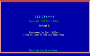 Supernova for IBM PC/Compatibles - Title screen; the game title rapidly flashes different colors.