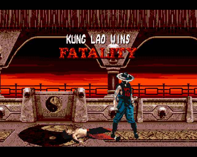 Mortal Kombat II Amiga Screenshot: Kung Lao wins! Fatality!