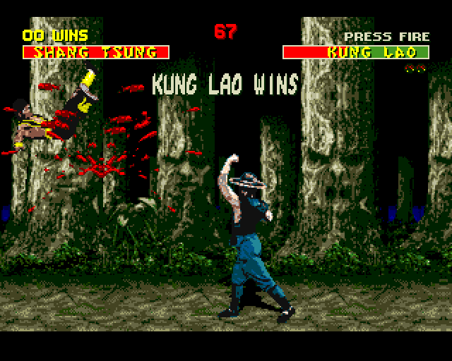 Mortal Kombat II Amiga Screenshot: Kung Lao wins...
