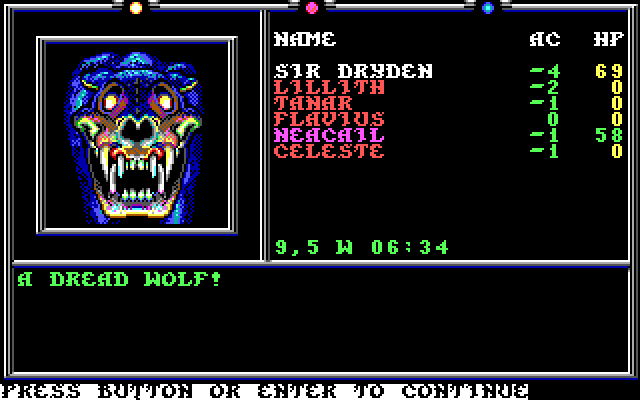 Death Knights of Krynn IBM PC/Compatibles Screenshot: It's a dread wolf!