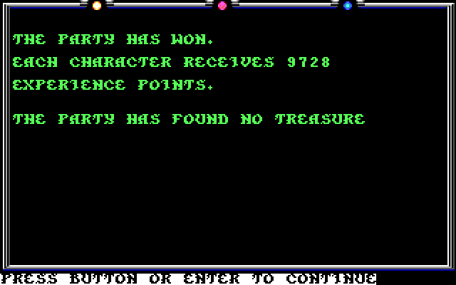 Death Knights of Krynn IBM PC/Compatibles Screenshot: The party has won this battle!