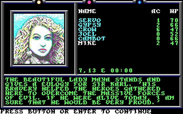 Death Knights of Krynn IBM PC/Compatibles Screenshot: The Lady Maya appears...