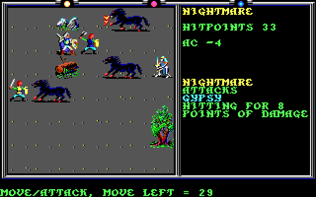 Death Knights of Krynn IBM PC/Compatibles Screenshot: Nightmare attacks.