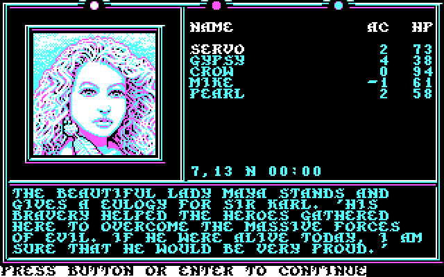 Death Knights of Krynn IBM PC/Compatibles Screenshot: The Lady Maya stands before you...