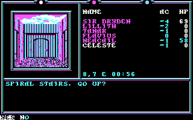Death Knights of Krynn IBM PC/Compatibles Screenshot: Go up the stairs?