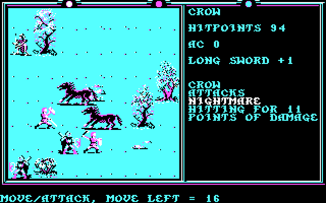 Death Knights of Krynn IBM PC/Compatibles Screenshot: A nightmare attacks...