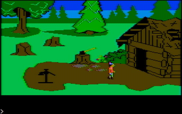 King's Quest IBM PC/Compatibles Screenshot: Outside the woodcutters house.