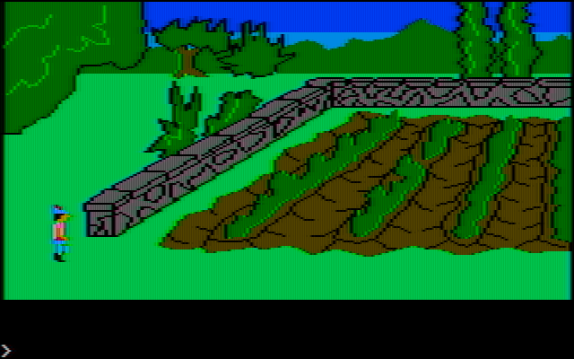 King's Quest IBM PC/Compatibles Screenshot: Looks like a farm here...