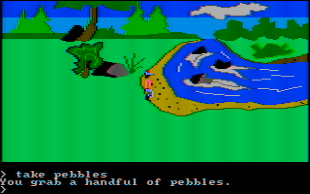 King's Quest IBM PC/Compatibles Screenshot: You never know when some pebbles can become handy...