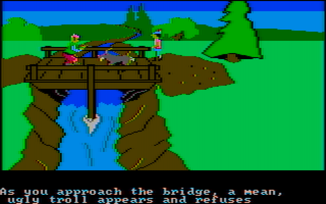 King's Quest IBM PC/Compatibles Screenshot: Goats hate trolls...