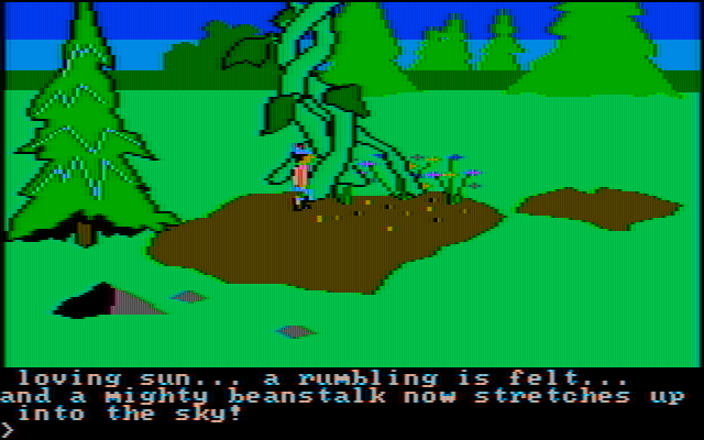 King's Quest IBM PC/Compatibles Screenshot: It's a giant beanstalk!
