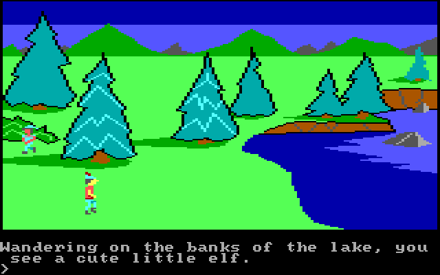 King's Quest IBM PC/Compatibles Screenshot: There is an elf here.