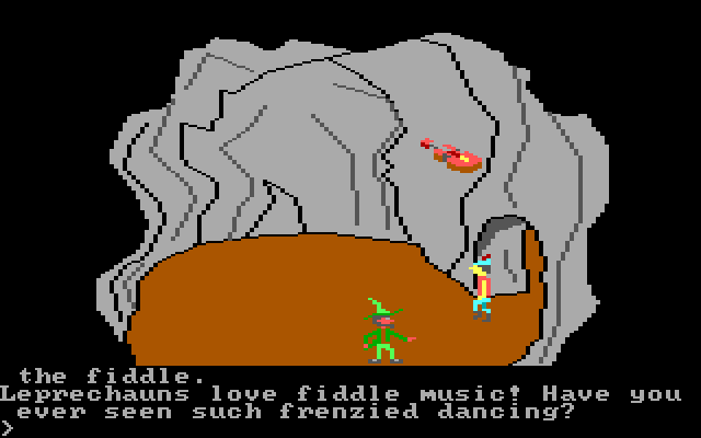 King's Quest IBM PC/Compatibles Screenshot: Leprechauns like to dance...