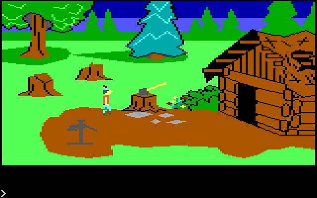King's Quest IBM PC/Compatibles Screenshot: Outside a woodcutters house.