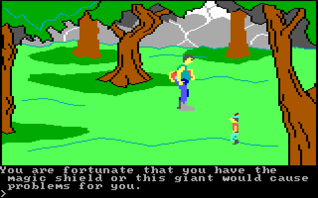 King's Quest IBM PC/Compatibles Screenshot: Careful, it's a giant!