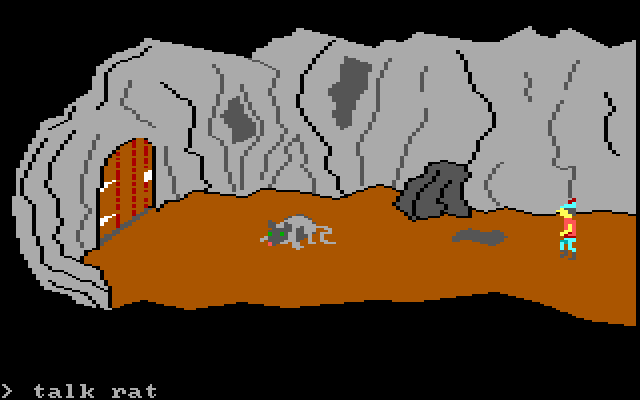 King's Quest IBM PC/Compatibles Screenshot: Are giant rats talkative?