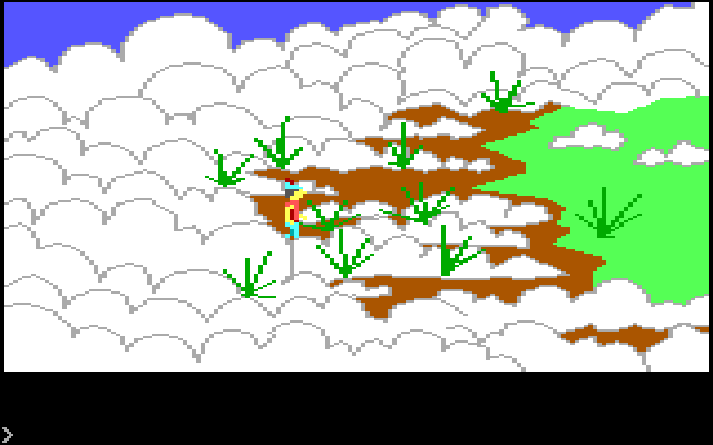 King's Quest IBM PC/Compatibles Screenshot: Safely on land in the clouds...