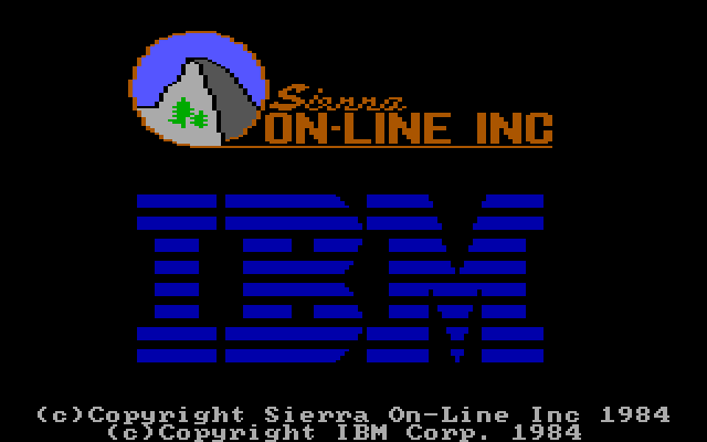 King's Quest IBM PC/Compatibles Screenshot: Sierra On-Line and IBM logo screen.