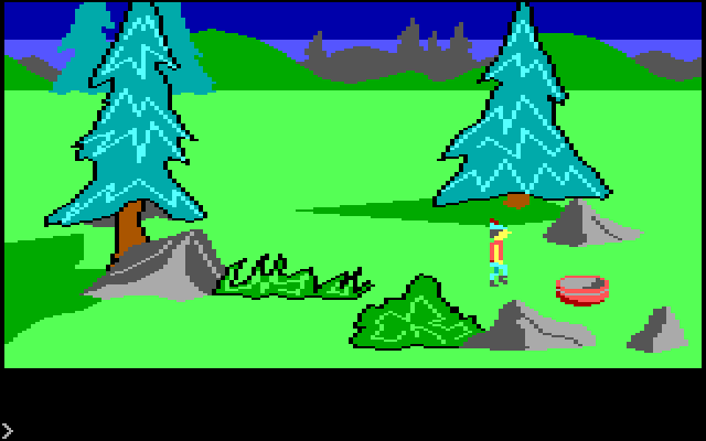 King's Quest IBM PC/Compatibles Screenshot: Hmm, someone left a bowl here...