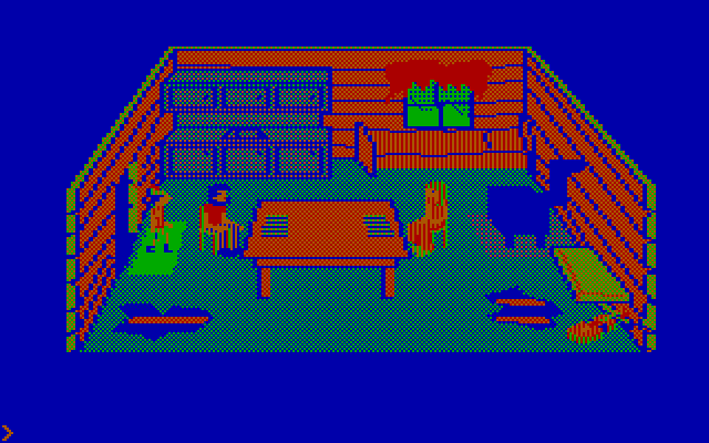 King's Quest IBM PC/Compatibles Screenshot: Inside the woodcutters house.
