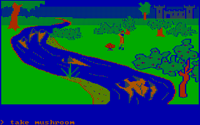 King's Quest IBM PC/Compatibles Screenshot: Taking some mushrooms...