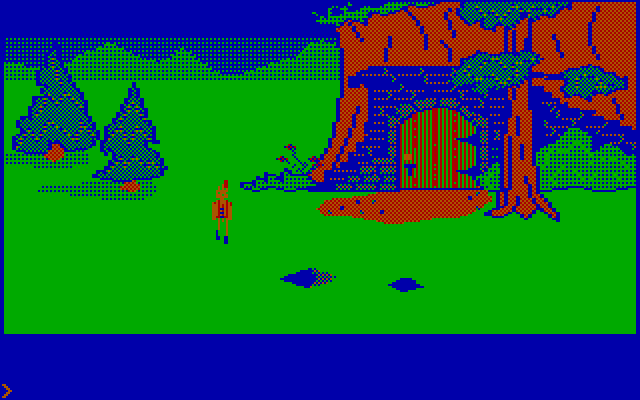 King's Quest IBM PC/Compatibles Screenshot: A door in the side of the mountain...