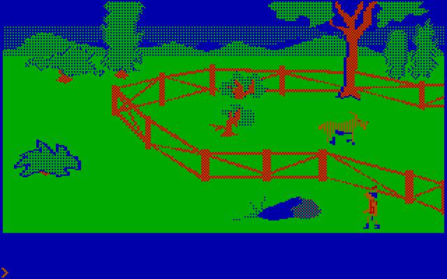 King's Quest IBM PC/Compatibles Screenshot: A goat wanders about in the pen...