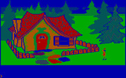 King's Quest for IBM PC/Compatibles - Outside a candy house.