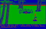 King's Quest for IBM PC/Compatibles - Pushing a rock to find hidden items.
