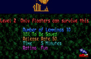Lemmings for Amiga - Now only floaters can survive...