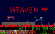 Lemmings for Amiga - Trying to reach heaven.