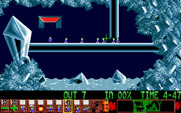 Lemmings for Amiga - Bash your way through some walls.