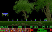 Lemmings for Amiga - Getting through the trees requires a lot of bashing.